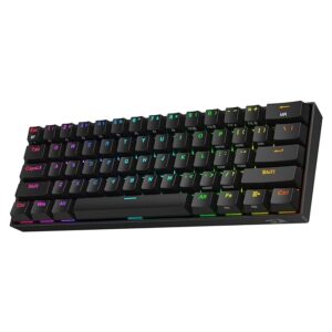 Redragon K530 Pro Draconic 60% RGB Mechanical Gaming Keyboard, Bluetooth/2.4Ghz/Wired 3-Mode 61 Keys Compact w/100% Hot-Swap Socket, Free-Mod Plate Mounted PCB & Clicky Brown Switch